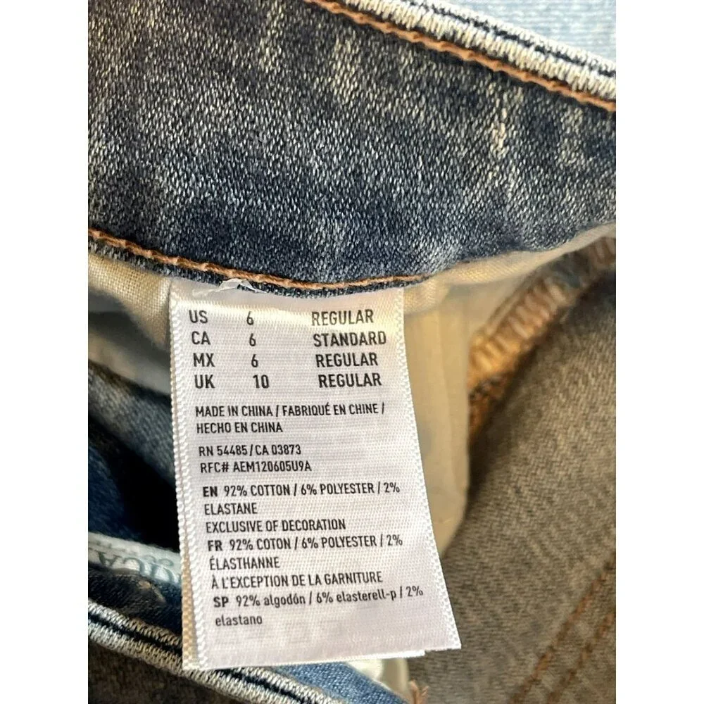 NWT AE American Eagle Hi-Rise Jegging Super Stretch X Denim Jeans 6 Distressed - Picture 3 of 5